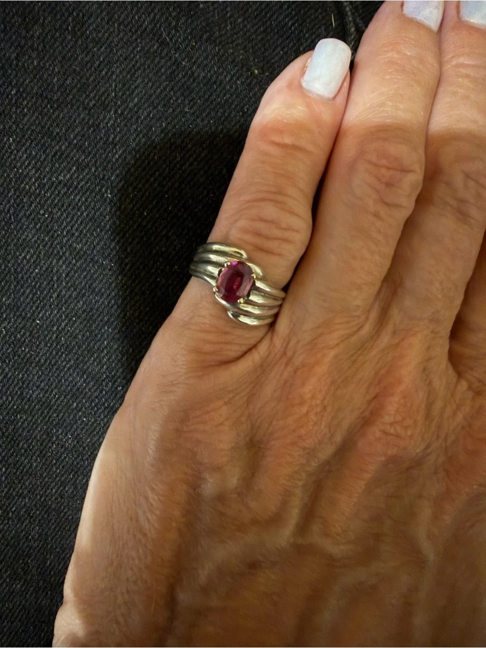 Sterling-silver 925 garnet ring